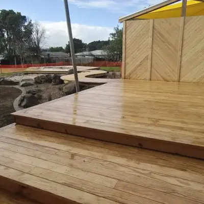 New timber deck and boardwalk construction at Totara Grove School, Whangarei